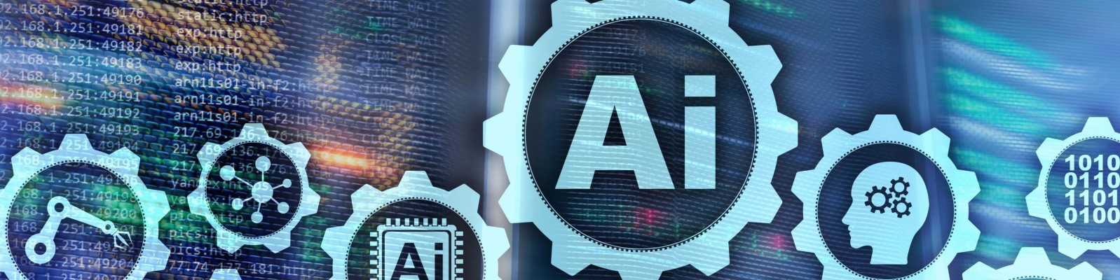 A visual representation of AI and machine learning technologies operating within a cloud computing environment.