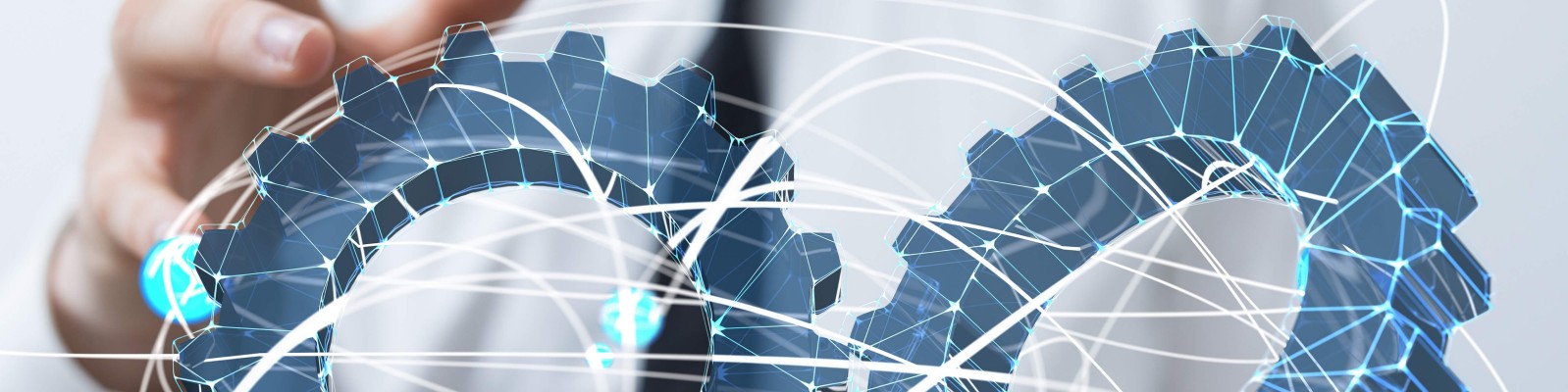 A conceptual image of interconnected digital gears symbolizing automation and technological advancement.